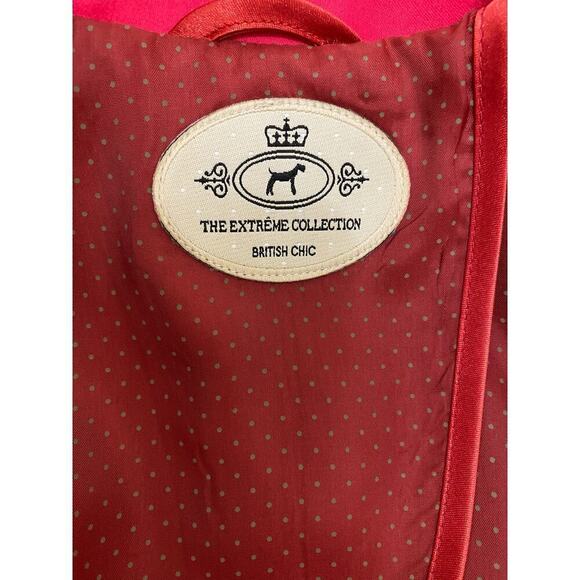 The Extreme Collection British Chic Size 38 Red Satin 2 Button Blazer - Picture 6 of 10
